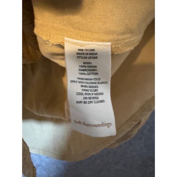 Soft Surroundings Womens Medium Embroidered Ruffle Brown Tan Blouse - Picture 5 of 5